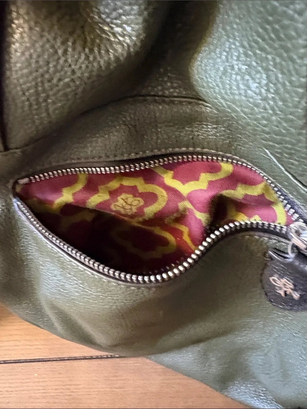 orYANY Olive Green Leather Backpack with Dual Front Zippers